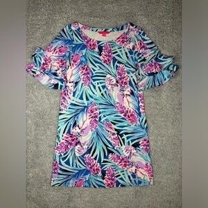 Lilly Pulitzer Dress Womens Mini Lula Peacock Bright Tropical Resortwear Vaca
